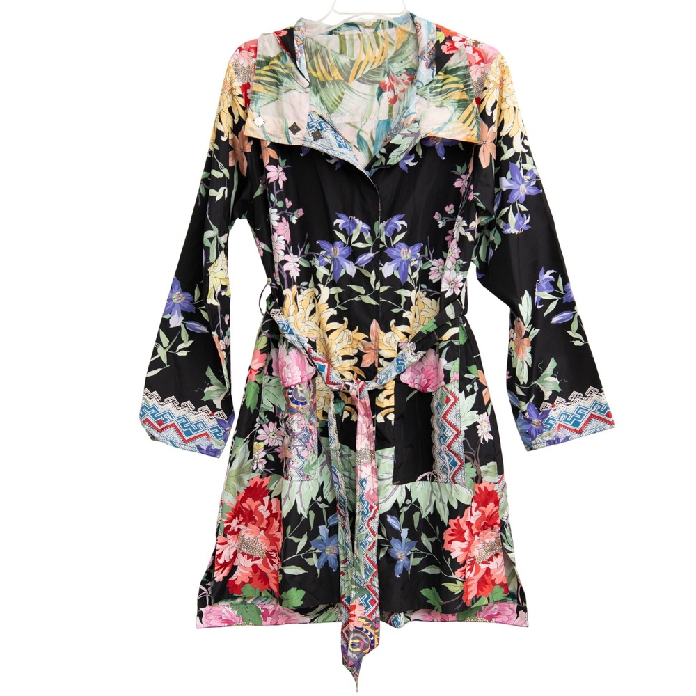 JOHNNY WAS Reversible Silky Kimono Jacket Floral Print Maximalist Eclectic Boho